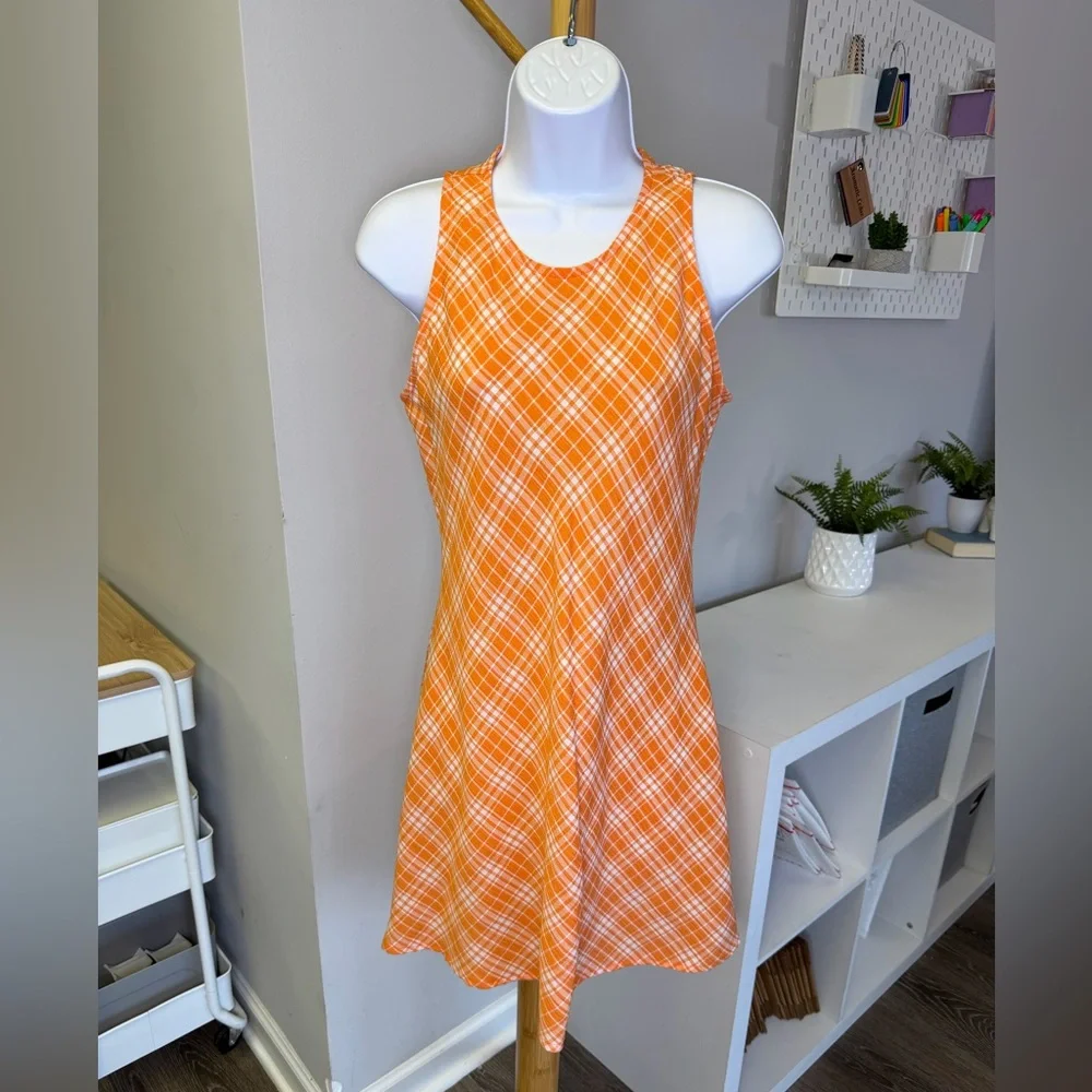 Vintage DBY Ltd Orange Plaid Sleeveless A-line Dress Sz 5
